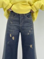 شلوار جین زنانه شافل بگ گازوئیلی قد 90