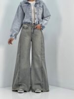 شلوار جین زنانه شافل بگ طوسی