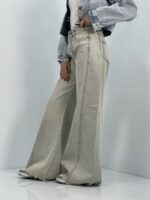 شلوار جین زنانه شافل کمر و دمپاریش کثیف شور