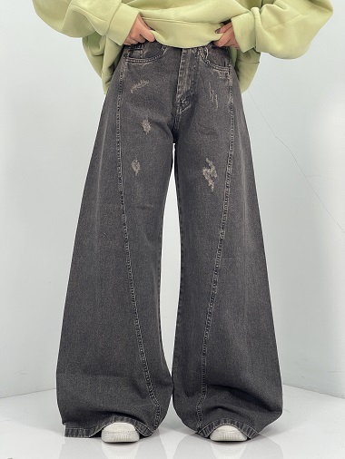 شلوار جین زنانه شافل زغالی