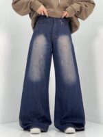 شلوار جین زنانه شافل سرمه ای با سنگشور خاص