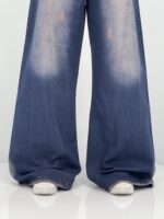 شلوار جین زنانه شافل سرمه ای با سنگشور خاص