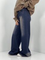 شلوار جین زنانه شافل سرمه ای با سنگشور خاص