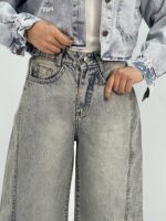 شلوار جین زنانه شافل بگ طوسی