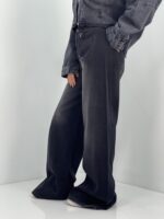 شلوار جین زنانه شافل مشکی با سنگشور صدفی