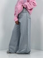 شلوار جین زنانه سوپر بگ آبی یخی