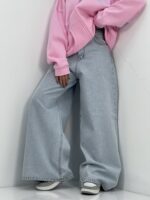 شلوار جین زنانه سوپر بگ آبی یخی