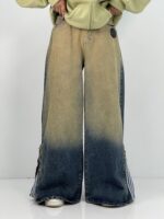 شلوار جین زنانه سوپر بگ سنگشور کرم قهوه ای