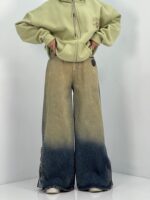 شلوار جین زنانه سوپر بگ سنگشور کرم قهوه ای