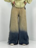 شلوار جین زنانه سوپر بگ سنگشور کرم قهوه ای