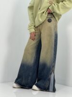 شلوار جین زنانه سوپر بگ سنگشور کرم قهوه ای