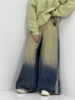 شلوار جین زنانه سوپر بگ سنگشور کرم قهوه ای