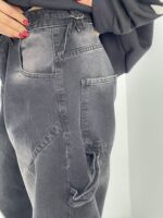 شلوار جین زنانه بالونی مکس زغالی با سنگشور صدفی