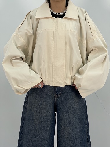 بامبر جکت کوتاه زنانه کتان نخودی