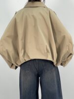 بامبر جکت کوتاه زنانه کتان استخوانی