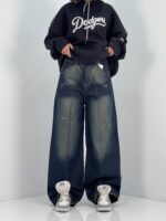 شلوار جین زنانه فول بک سرمه ای سنگشور