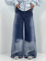 شلوار جین زنانه فول بگ شافل آبی
