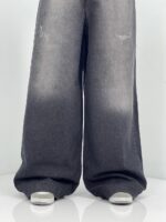 شلوار جین زنانه فول بگ آبی سنگشور سایز بزرگ