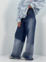 شلوار جین زنانه فول بگ شافل آبی