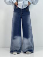 شلوار جین زنانه فول بگ شافل آبی