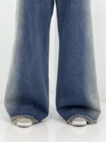 شلوار جین زنانه فول بگ آبی سنگشور