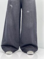 شلوار جین زنانه فول بگ زغالی سایز بزرگ