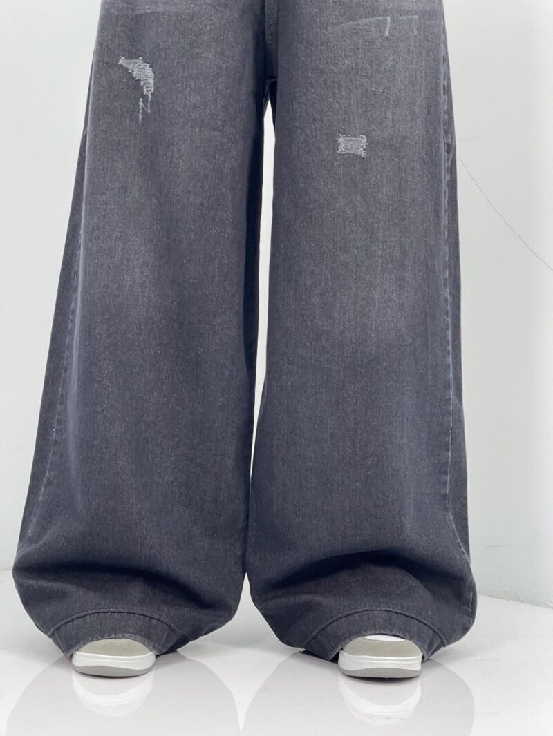 شلوار جین زنانه فول بگ زغالی سایز بزرگ