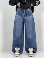 شلوار جین زنانه فول بگ آبی