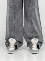 شلوار جین زنانه فول بگ طوسی زغالی