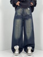 شلوار جین زنانه فول بک سرمه ای سنگشور