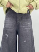 شلوار جین زنانه فول بگ زغالی سایز بزرگ