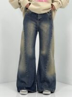 شلوار جین زنانه فول بگ شافل آبی