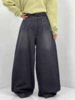 شلوار جین زنانه فول بگ زغالی سایز بزرگ