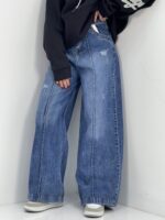 شلوار جین زنانه فول بگ آبی