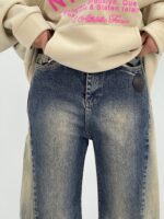 شلوار جین زنانه فول بگ شافل آبی