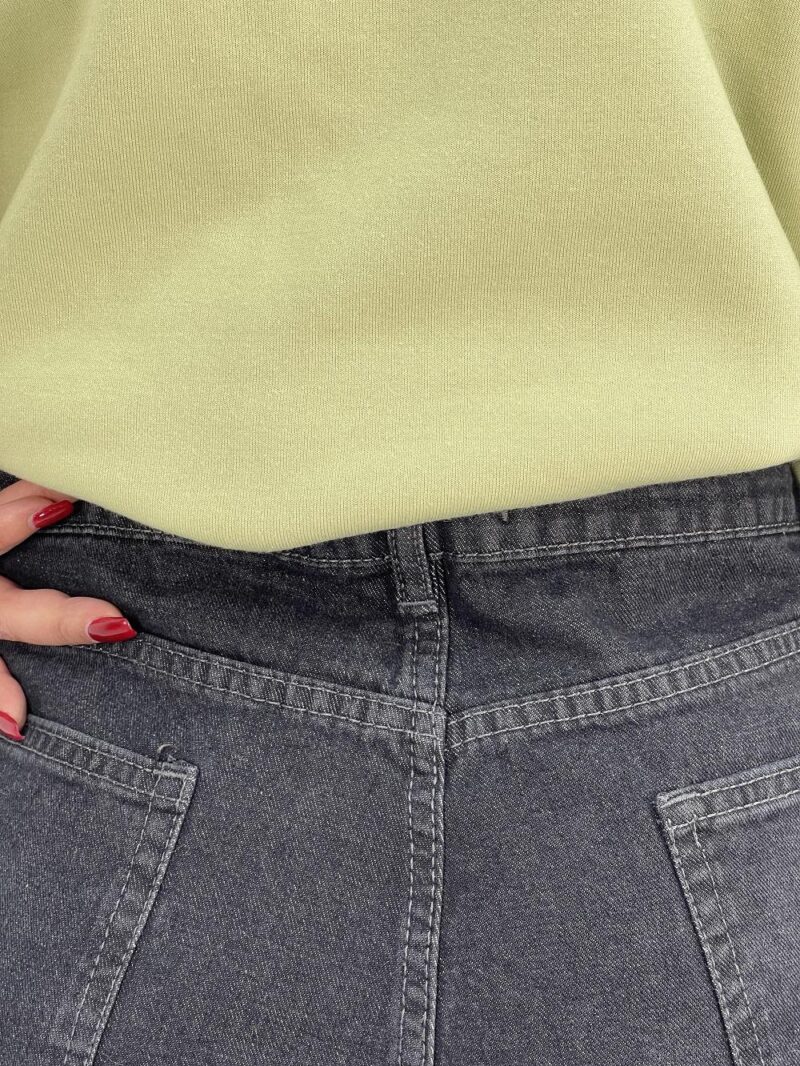 شلوار جین زنانه فول بگ زغالی سایز بزرگ