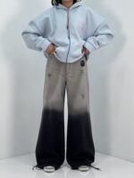 شلوار جین زنانه فول بگ زغالی سنگشور