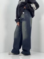 شلوار جین زنانه فول بک سرمه ای سنگشور