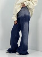 شلوار جین زنانه فول بگ شافل آبی