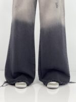 شلوار جین زنانه فول بگ زغالی سنگشور