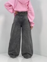 شلوار جین زنانه فول بگ طوسی زغالی