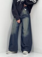 شلوار جین زنانه فول بک سرمه ای سنگشور