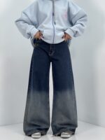 شلوار جین زنانه فول بگ آبی سنگشور