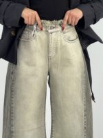 شلوار جین زنانه شافل بگ طوسی