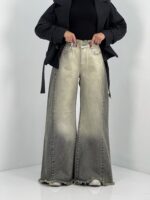 شلوار جین زنانه شافل بگ طوسی