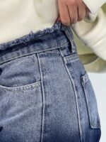 شلوار جین زنانه فول بگ شافل آبی