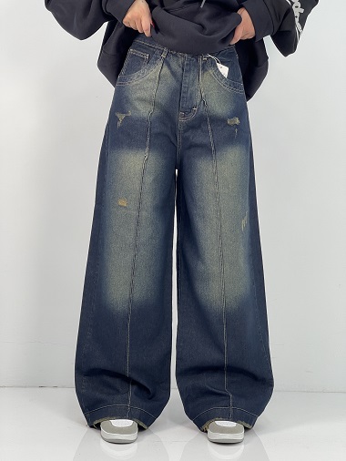 شلوار جین زنانه فول بک سرمه ای سنگشور