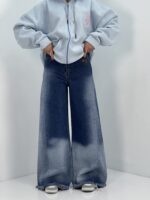 شلوار جین زنانه فول بگ شافل آبی