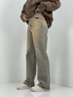 شلوار جین زنانه نیم بگ لیمویی