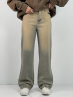 شلوار جین زنانه نیم بگ لیمویی